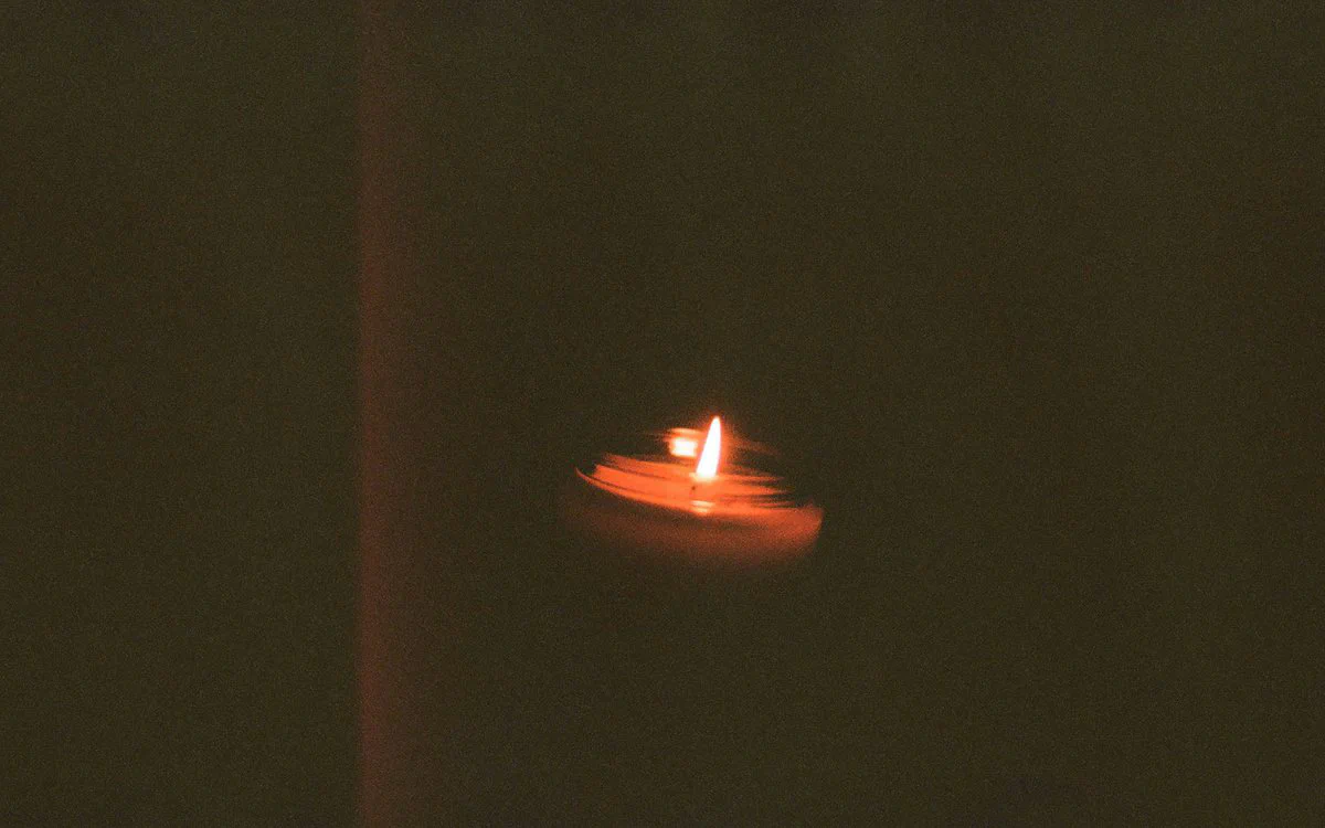 Flame after-image behind closed eyes