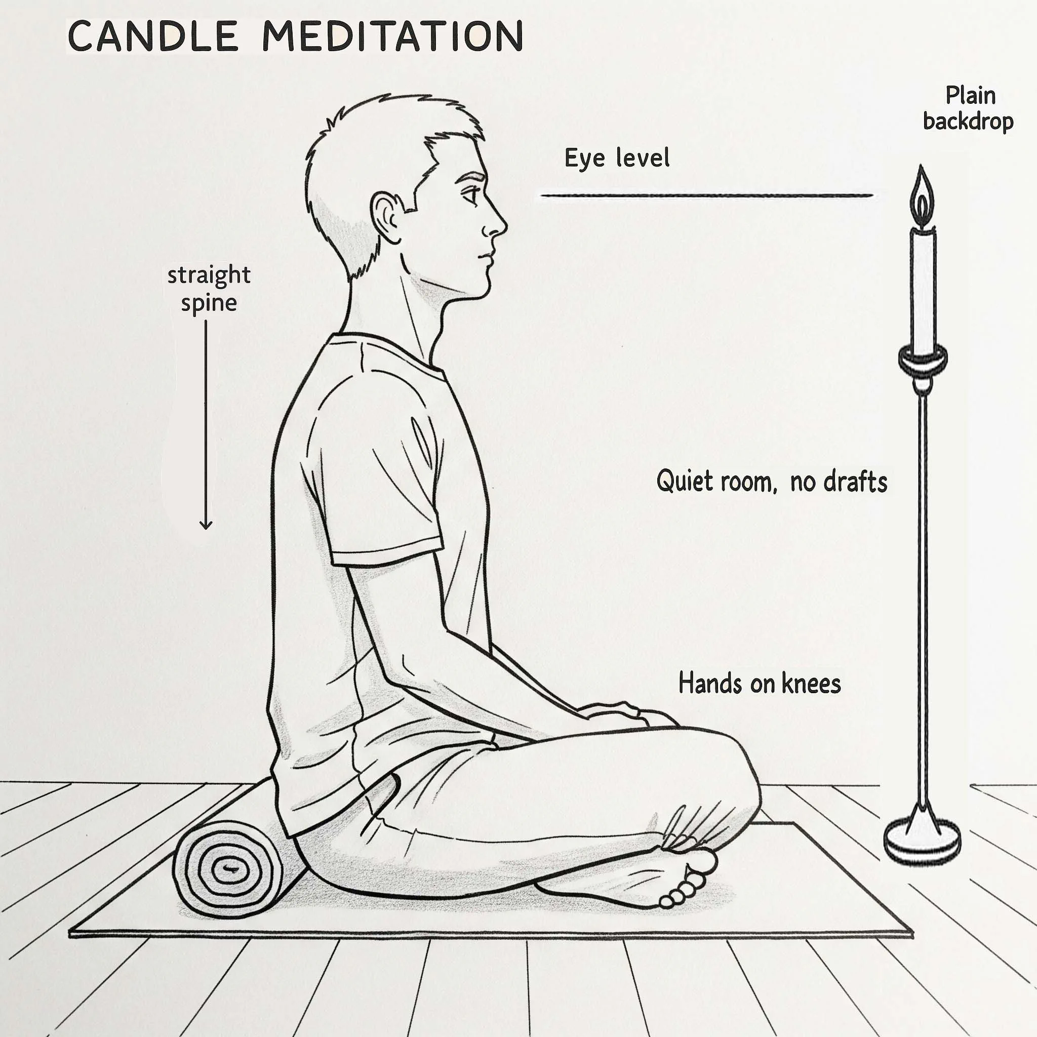 Basic candle meditation equipment and posture setup for beginners