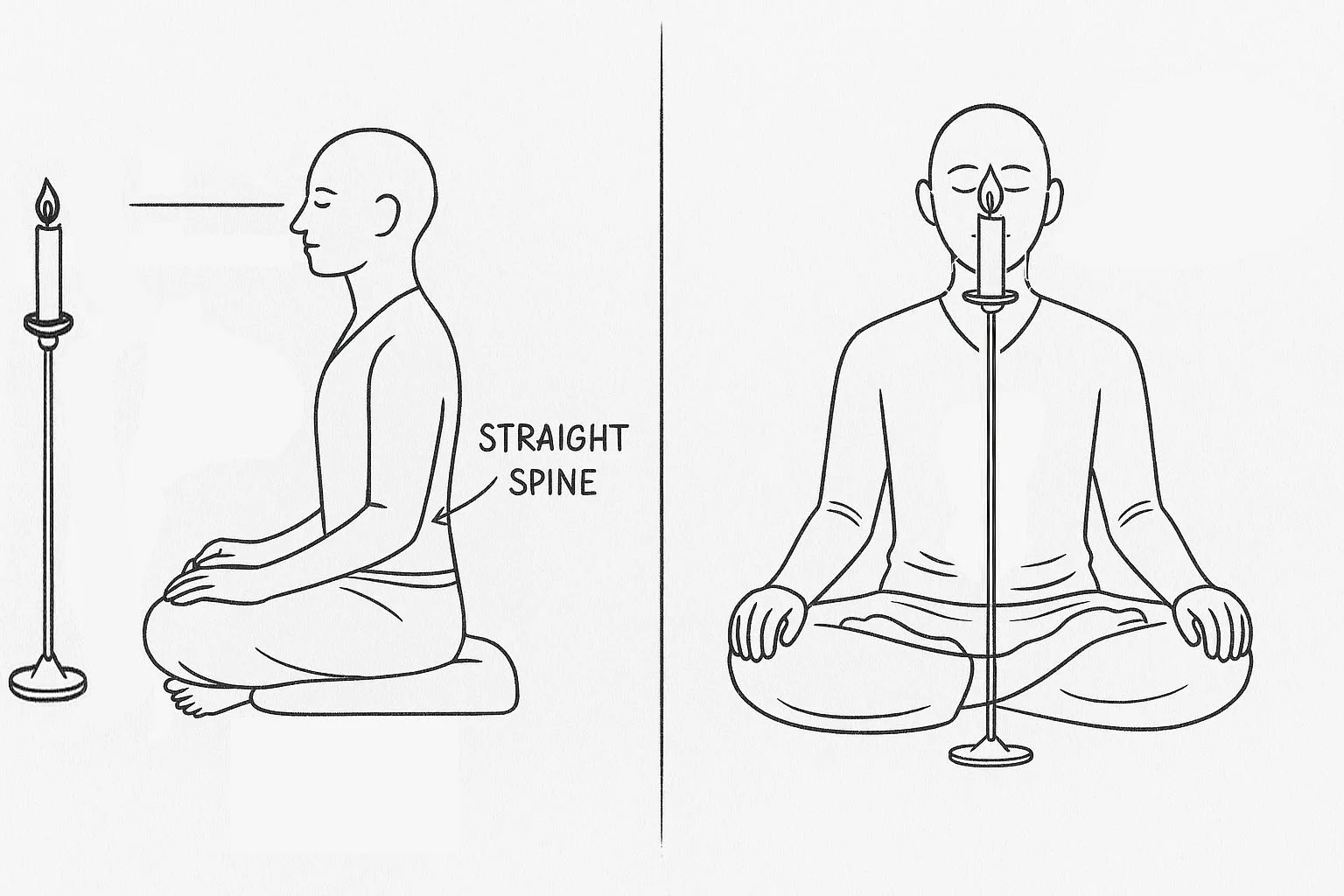 Intermediate practitioner demonstrating enhanced focus techniques with steady candle gaze